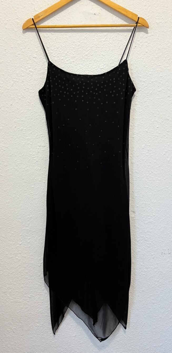 vintage y2k whimsygoth dress byer too sparkly asymmetrical hem emo goth